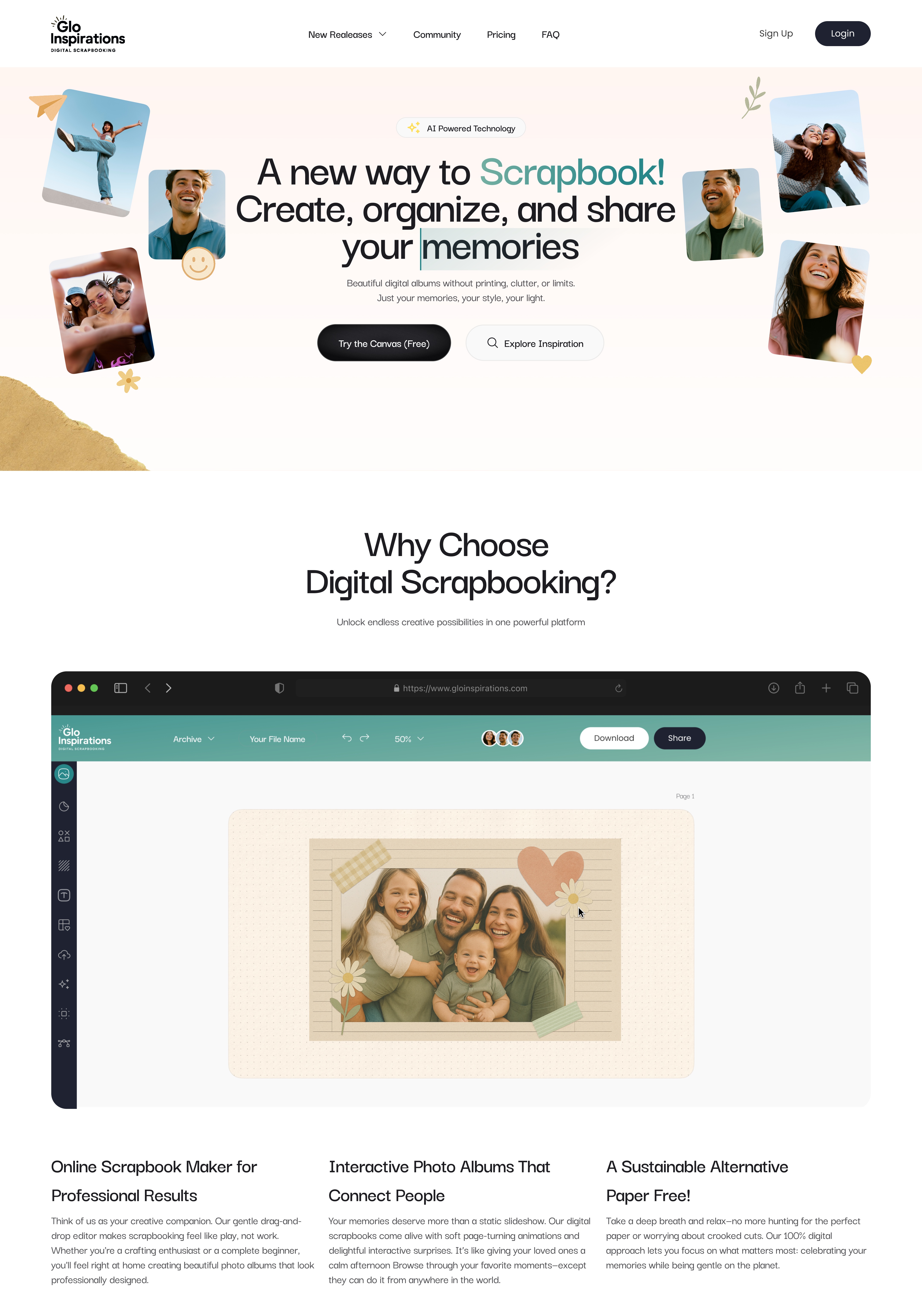 Glo home page design